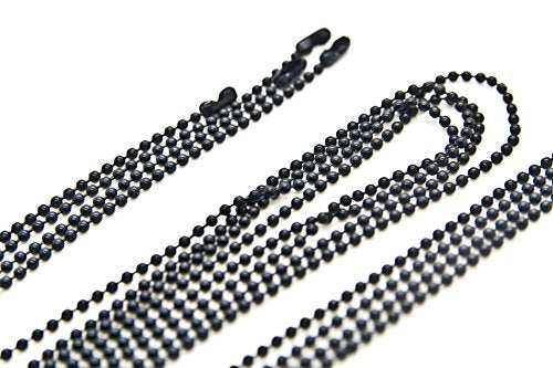 ONDEPOT 24 inch Military Spec Black Epoxy Coated 2.4mm Ball Chain Necklaces - pack of 50 pcs