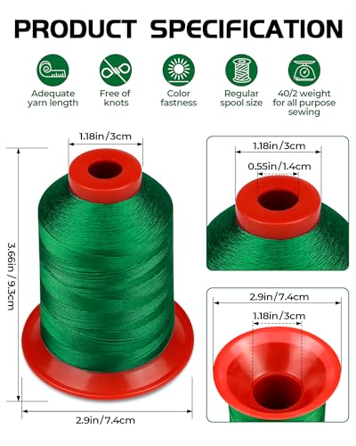 1000 Meters FIVEIZERO Extra Strong Upholstery Thread,Green Bonded Nylon Thread for Denim Leather,Craft,Machine,DIY and Home (1 Pack) CJ - color: Green