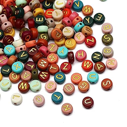 ToBeIT 1000pcs Color Gold Letter Beads Acrylic Alphabet Letters Bead 4x7mm Round Letter Beads for Jewelry Making, Bracelets, Necklaces, Key Chains(Gold) - color: bg color-gold