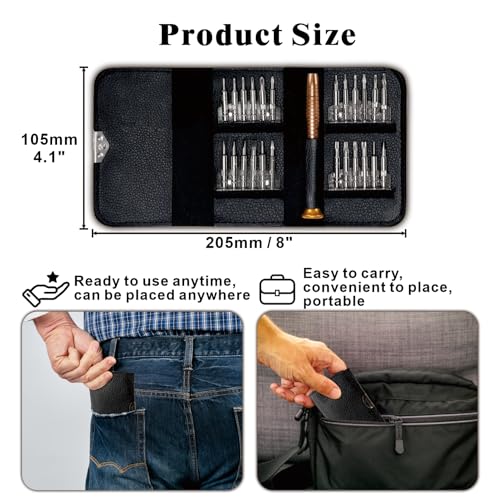 24-in-1 Mini Screwdriver Set, Precision Folding Screwdriver Kit for Jewelry Watch Eyeglass Smartphone Laptop Repair, Compact Micro Screwdriver Bits Set