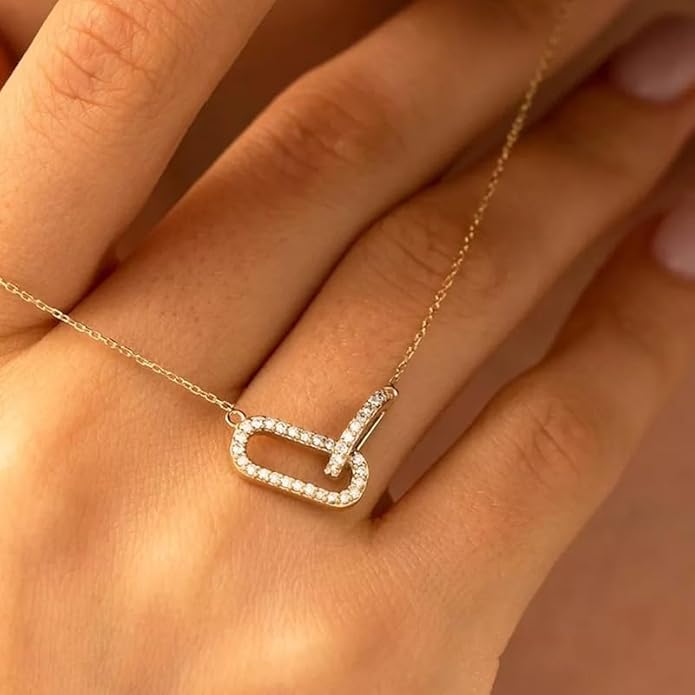 Evabelle Gold Layered Necklace for Women Trendy Jewelry 14K Real Gold Plated Chunky Chain Stackable Necklaces Dainty Choker Necklaces Rectangle Square Pendant