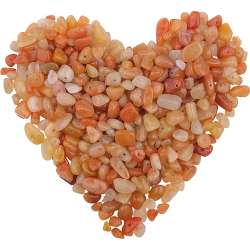 400pcs Natural Chip Stone Beads for Jewelry Making Red Aventurine 5-8mm Irregular Gemstones Healing Crystal Loose Rocks Bead Hole Drilled for Ring Earrings Necklace Bracelet Making DIY Art Crafts - color: Red Aventurine-(2 Strands-62")