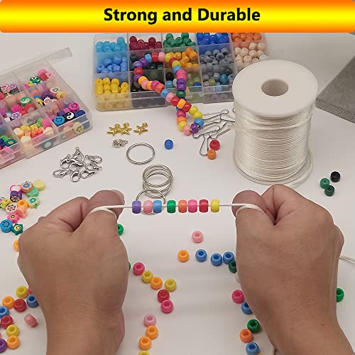 2 mm 330 Feet Satin Nylon Cord String for Jewelry Making Bracelet Necklaces Beading Thread Rattail Macrame Kumihimo Chinese Knot Craft - size: Cream