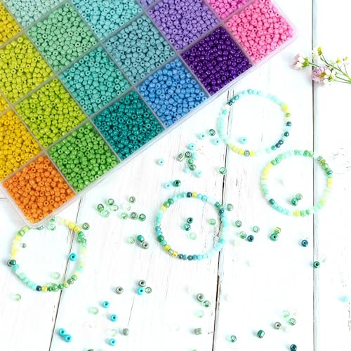 Macaron Color 3mm Seed Beads, 5200Pcs Glass Seed Beads Kit with Storage Box for DIY Necklace Bracelet Crafts - color: Macaron