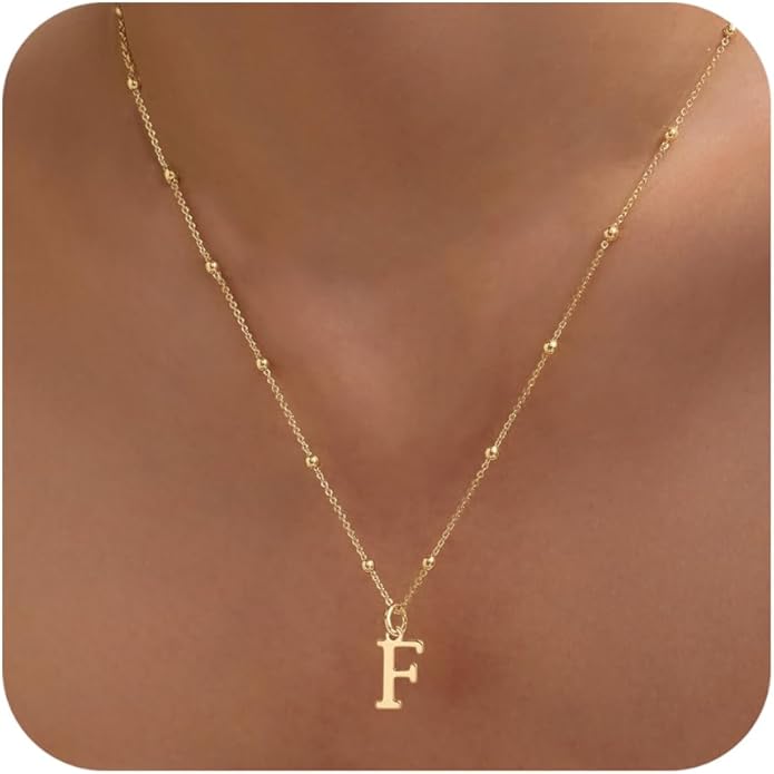 Valentines Gifts for Her Women - Initial Necklaces for Women Dainty 14k Gold Plated A-Z Letter Pendant Name Necklaces Cute Charm Choker Fashion Accessories Non Tarnish Trendy Jewelry Gift