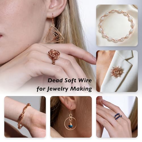 20 Gauge/0.8mm Copper Wire for Jewelry Making – 103 Feet Single Spool with Polishing Cloth & COA – 99.9% Pure Dead Soft Bare & Skin Safe Uncoated Craft Wire for Jewelry Setting & Bracelet - size: 20 Gauge, style: 5 Ounces