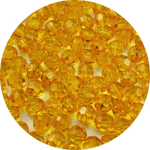 1000pcs 6mm Acrylic Round Faceted Beads for Crafts Faceted Spacer Beads for Sewing Crafts Decoration Necklaces Bracelets Earrings Jewelry Making(Gold Yellow) - color: Gold Yellow, size: 6mm
