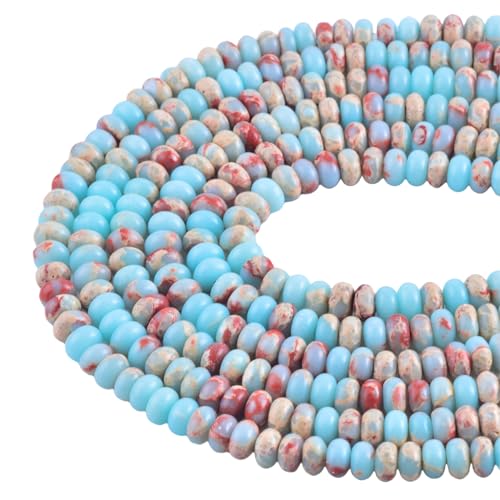 Rondelle Beads Natural Stone Beads for Jewelry Making 5x8mm 1 Strand 15.5inch Lentil Spacer Beads Rondelle Gemstone Beads Semi-Precious Stone Beads for Bracelet Necklace Crafts Imperial Jasper Beads - color: Imperial Jasper Beads
