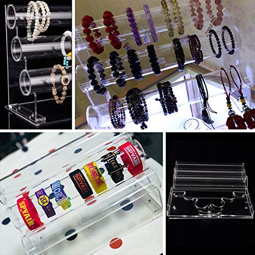 ChezMax Triple Tier Jewery Display Removable Bracelet Holder Jewelry Stand Necklace Stand Jewelry Towers and Watch Holder for Home Organization - color: D- Clear