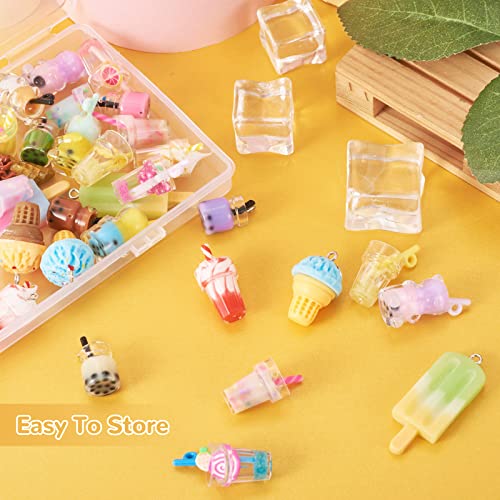 Craftdady Resin Plastic Miniature Food Snack Pendants Charms Ice Drink Juice Pendants Cute Bottle Fruit Keychain Charms Hang Ornament for DIY Craft Earring Bracelet Necklace Jewelry Making - color: Mixed Color Boba Tea & Ice Cream