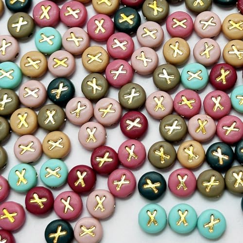 200PCS Round Letter Beads,4x7mm Color Acrylic Alphabet X Beads Letter X Beads with Letters for Bracelet Making Necklace Keychain Jewelry DIY (Letter X) - color: Letter X