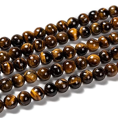 KISSITTY 235pcs 8mm Grade AB Natural Tiger Eye Bead Strands, Natural Gemstone Crystal Beads Round Smooth Chakra Beads Energy Healing Crystals Gemstones for DIY Jewelry Bracelets Necklaces Making - color: Grade AB Natural Tiger Eye