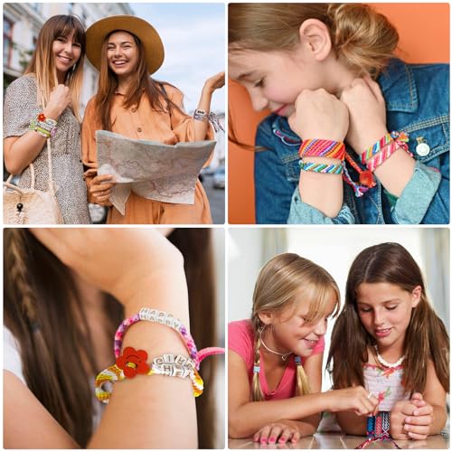 Friendship Bracelet Making Kit for Girls Ages 8-12, Kids Jewelry Making Kit with 28 Pre-Cut Threads and Letter Beads, Arts and Crafts for Kids, Birthday Easter Gifts for 6 7 8 9 10 11 12 Year Old - color: Green
