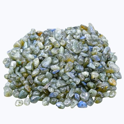 Labradorite Pre Drilled Crystal Crushed Chips Beads for Bracelets Making, DIY Handmade Natural Healing Crystals (25 Inch Strand) - color: Labradorite