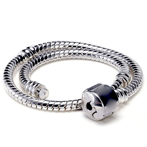 RUBYCA 5pcs 6.3" Silver Color Clasp European Snake Chain Charm Bracelet fit Charm Beads DIY - color: Silver, size: 16 CM