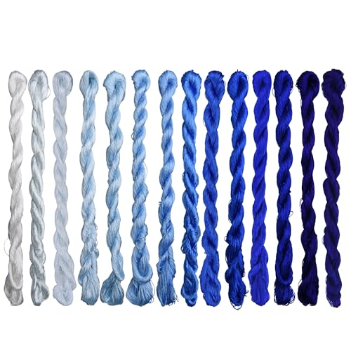Natural 100% Silk Thread, Handmade Embroidery Thread Silk Floss 14 Colors 110m Each (70) - color: 70