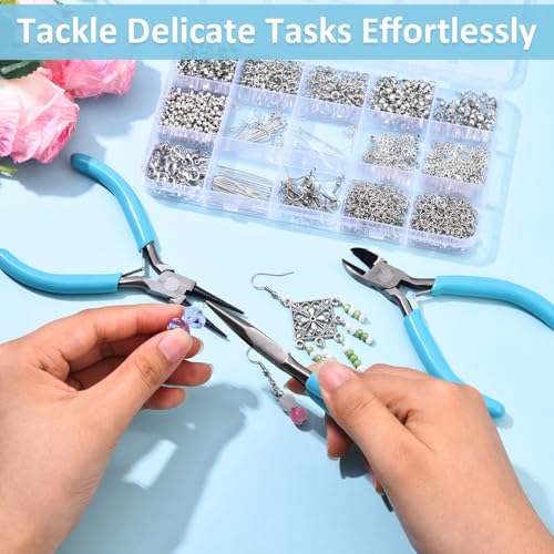 Pliers for Jewelry Making, Jewelry Pliers Set Includes Needle Nose Pliers, Round Nose Plier and Wire Cutters, Jewelry Making Tools for Jewelry Repair, Wire Wrapping, Beading and Crafts - color: Sky Blue