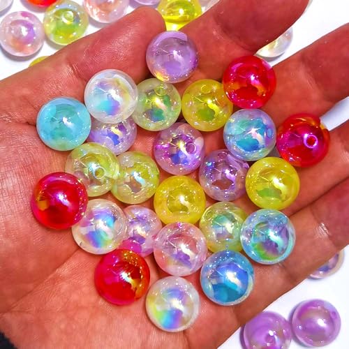 Mixed Lots Shiny AB Color Acrylic Bead DIY Beading Hairband Bracelets Necklace Craft Embelishment (Mixed Colors-Semitransparent AB Plated Milk) - color: Mixed Colors-Semitransparent AB Plated Milk