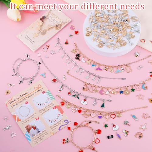 Wurosi 769 Pieces Paperclip Charm Bracelet Kit, Including Paperclip Chain Bracelets, Charms, Jump Rings, Gift Bags, Pliers for DIY Bracelet Making Gift Christmas - color: 769 Pcs Gold & Silver Bracelet
