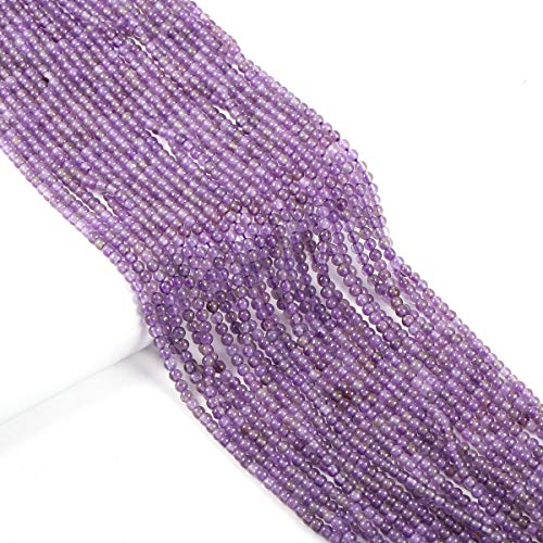 Natural Amethyst Gemstone Round Stone Beads for Jewelry Making DIY Bracelet Necklace (2mm) 2 Strands - color: Amethyst, size: 2mm
