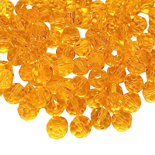 Jmassyang 50 Pieces 10mm Faceted Round Crystal Glass Beads Spacer Beads for Jewelry Making, Bracelets Necklaces Earrings Wind Chimes Suncatchers (Orange) - color: Orange, size: 10mm