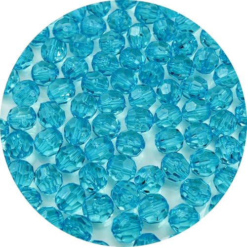1000pcs 6mm Acrylic Round Faceted Beads for Crafts Faceted Spacer Beads for Sewing Crafts Decoration Necklaces Bracelets Earrings Jewelry Making(Light Lake Blue) - color: Light Lake Blue, size: 6mm