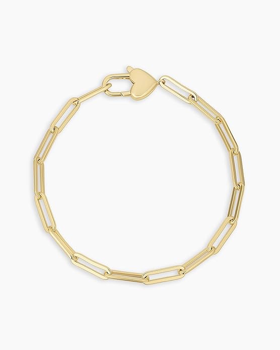 gorjana - Heart Padlock Bracelet 7" - 18k Gold Plating - Elegant and Romantic Design - Heart-Shaped Padlock Closure - Versatile for Any Occasion