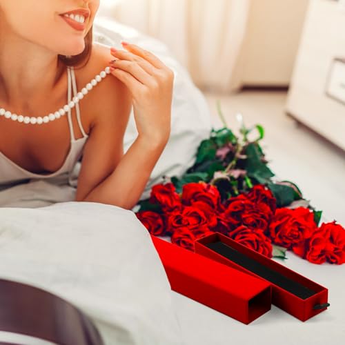 Lainrrew Jewelry Gift Box, Luxury 12-Pack Jewelry Gift Box Velvet-Lined, Compact Drawer Style for Earrings & Rings, Stylish Necklace Bracelet Organizer, 8.3x1.8x1.4 Inches (Red) - color: Red