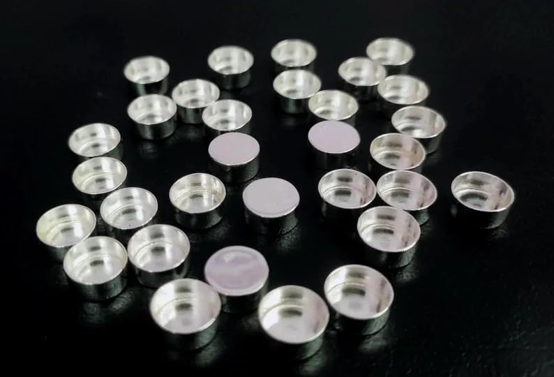 925 Sterling Silver Round Shape Bezel Cups, Silver Bezel Cups, Cab Bezel, Cabochon Setting.