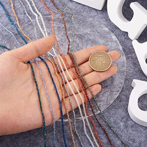 FASHEWELRY 10 Strands Briolette Crystal Glass Beads 2mm Rondelle Faceted Glass Spacer Beads Pearl Luster Plated for Necklace Bracelet Jewelry Making (Sandy Brown) - color: Sandy Brown, size: 2mm