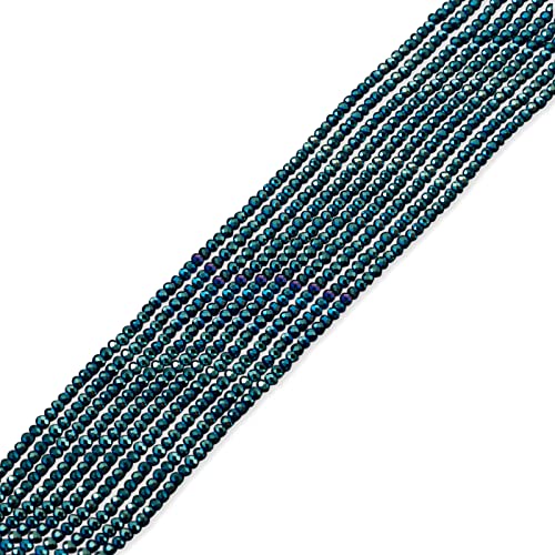 FASHEWELRY 10 Strands Briolette Crystal Glass Beads 2mm Rondelle Faceted Glass Spacer Beads Half Plated for Necklace Bracelet Jewelry Making (Dark Slate Gray) - color: Dark Slate Gray-Half Plated, size: 2mm