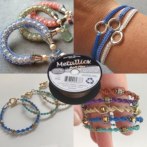 Soft Flex 49 Strand Beading Wire - Medium 0.19 Diameter - 100 Feet Nylon Design Wire - style: Antique Brass