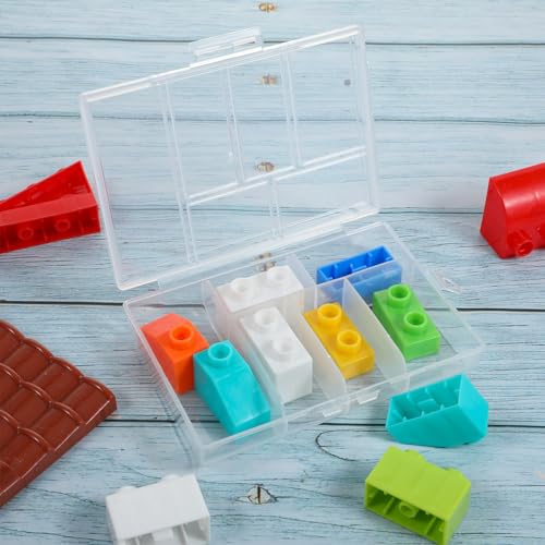 2Pcs Plastic Organizer Box with Dividers, 6 Grids Mini Organizer Clear Small Plastic Storage Box for Jewelry Rhinestones Beads Craft Small Parts