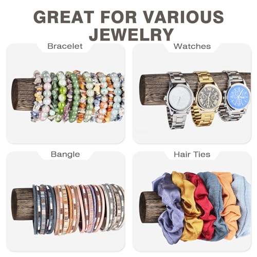 LadyRosian 4 Tier Wooden Display Jewelry Accessory Stand Jewelry Bracelet Holder Bangle Watch Necklace Storage Jewelry Holder Stand Display Organizer (Brown-4 layers) - color: Brown 4-Tier