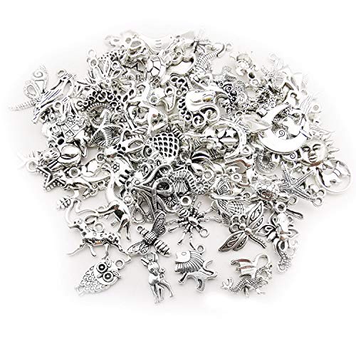 Youdiyla 200 Mixed Charms Collection, Antique Silver Tone, Charms Metal Pendant Craft Supplies Findings for Crafting Necklace Bracelet Jewelry Making HM332 - color: 200 Mix Charms