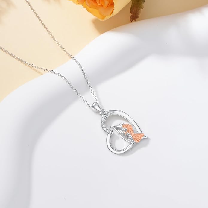 Violinist Necklace Sterling Silver Music Crystal Jewelry Saxophone Cello Violin Piano Flute Music Note Necklace Music Gifts for Women Girl Daughter