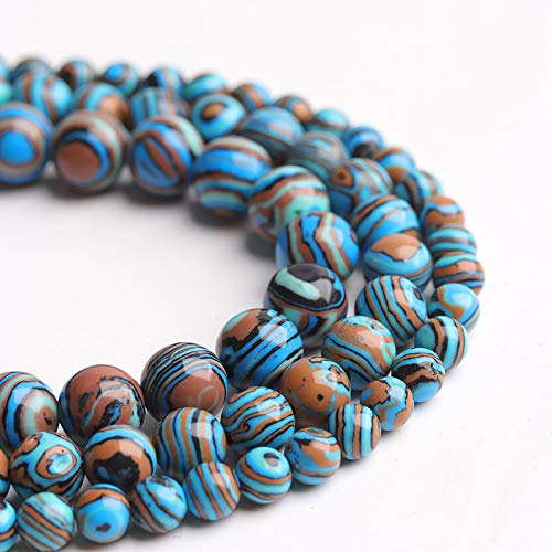 Natural Stone Beads Blue Malachite 8mm Polished Round Smooth Gemstone Beads for Jewelry Making 15 Inch(Blue Malachite,8mm) - color: Blue Malachite, size: 8mm