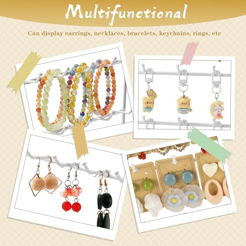 Earring Display Stand for Selling,Earring Display for Vendors, Wood Earring Rack Tower Display Holder Stand with Card (4 Tier,20 Hooks, White) - color: White