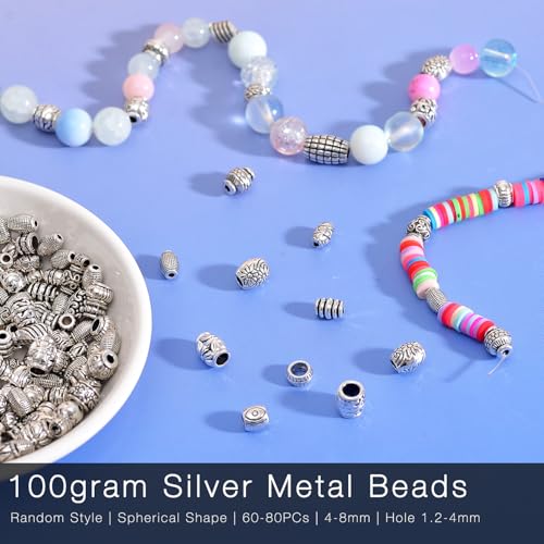 stino Metal Spacer Beads for Jewelry Making, Silver Bracelet Earrings Necklace Findings & Supplies 512 (Barrel (70Pcs)) - color: Barrel (70Pcs)