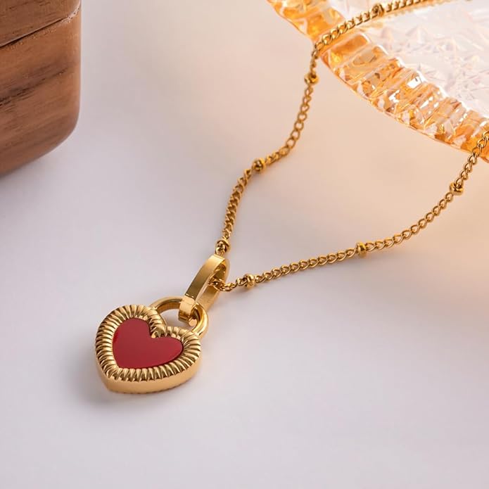 IBARA Women Gold Dianty Necklace Sun Crescent Moon Star Evil Eye Lock Lovely Heart Flower Butterfly Pearl Pendant Coin Necklaces 18K Gold CZ Diamond Filled Chain Boho Beach Simple Handmade Jewelry