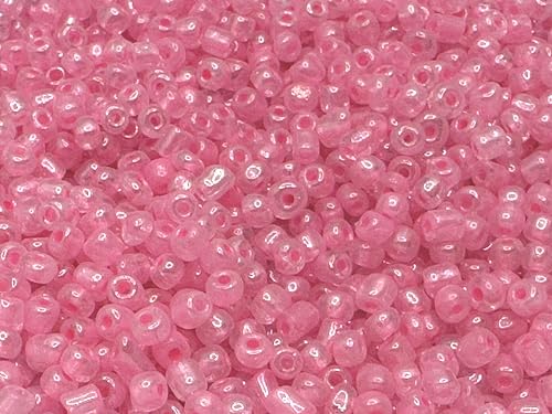 Czech Glass Seed Beads Crystal Clear Size:6/0 40 gr / 1.4 oz… (Crystal Clear with Pink Center) - color: Crystal Clear with Pink Center