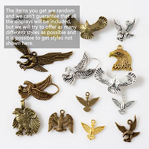 stino 100g Metal Pendant Charms for Jewelry Making, Bulk Silver & Gold Plated Charms for Braclet Necklace Crafts, Animal Plant Flower Pet and so on - color: Eagle Bronze Glod