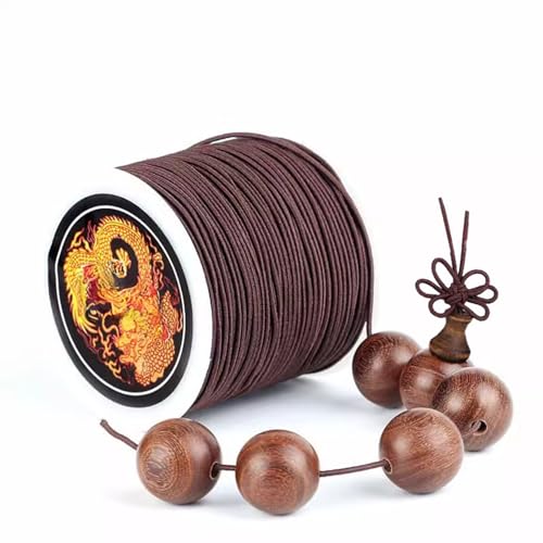 Premium Stretch Beading Cord Elastic Jewelry String for Buddhist Bracelets, Mala Beads, Handmade Crafting - Durable Wear-Resistant Buddhist Prayer Rope with Hook Needle Tools (Brown)