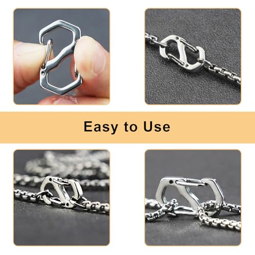 Double Opening Lobster Clasp,Sliver Bracelet Clasp Charm Clasp,Chain Shortener,Necklace Connectors for Multiple Necklaces - 10 Pack - size: Sliver