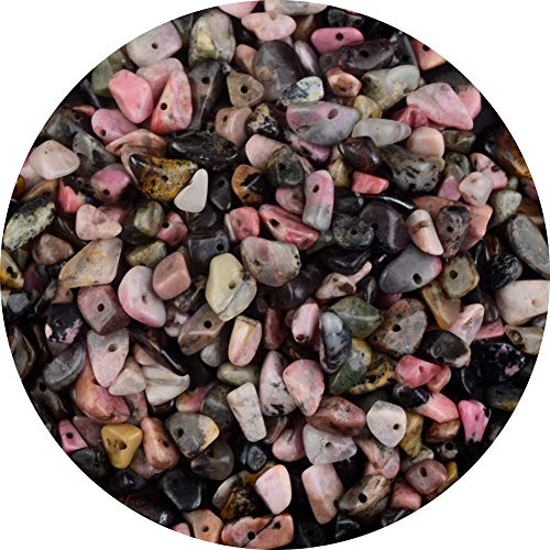 Natural Chip Stone Beads Black Stripe Rhodochrosite 5-8mm About 400 Pieces Irregular Gemstones Crystal Loose Bead Hole Drilled DIY for Bracelet Jewelry Making (5-8mm, Black Stripe Rhodochrosite) - color: Black Stripe Rhodochrosite