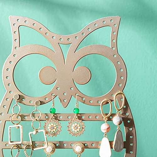 NIKKY HOME Earring Holder Hanging Organizer Stand Metal Jewelry Tree Table Top Owl Ear Stud Holder Tower Rack with Ring Tray for Girls (134 Holes), Gold - color: Rose Gold