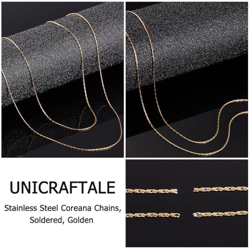 UNICRAFTALE 5m Necklace Chains for Jewelry Making Stainless Steel Soldered Necklace Chain Coreana Chains 0.5mm Golden Metal Necklaces Bracelet Chain for Women Men DIY Jewelry Making