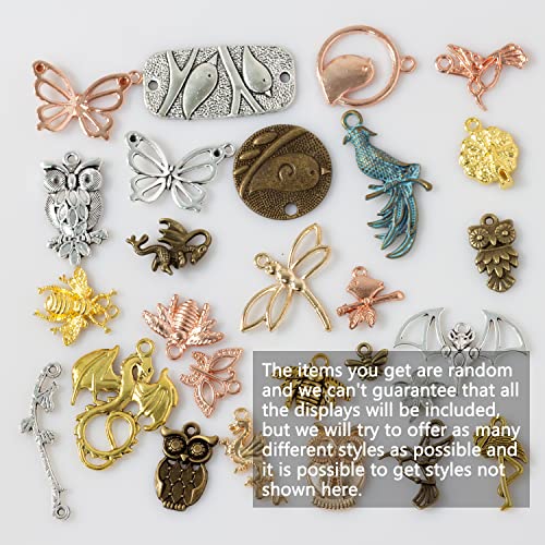 stino 100g Metal Pendant Charms for Jewelry Making, Bulk Silver & Gold Plated Charms for Braclet Necklace Crafts, Animal Plant Flower Pet and so on - color: Insects and Birds Mixed Color