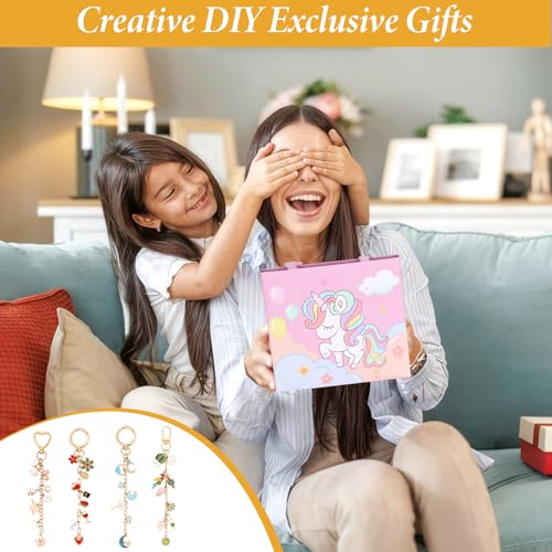ASTNIC 316PCS Keyring Making Kit & Bag Charm Kit with Charms, Key Ring Hoop, Pliers, DIY Jewellery Making Supplies for Bracelet, Necklace and Jewelry Making, Gifts for Girls, Women, Adults - color: Gold-316PCS