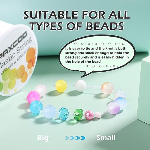 PAXCOO 12 Rolls Elastic String for Bracelets, Stretch Magic Elastic String Bead Cord Jewelry Thread for Bracelet, Necklaces, Clay Beads, Pony Beads (White) - size: 12 Pack